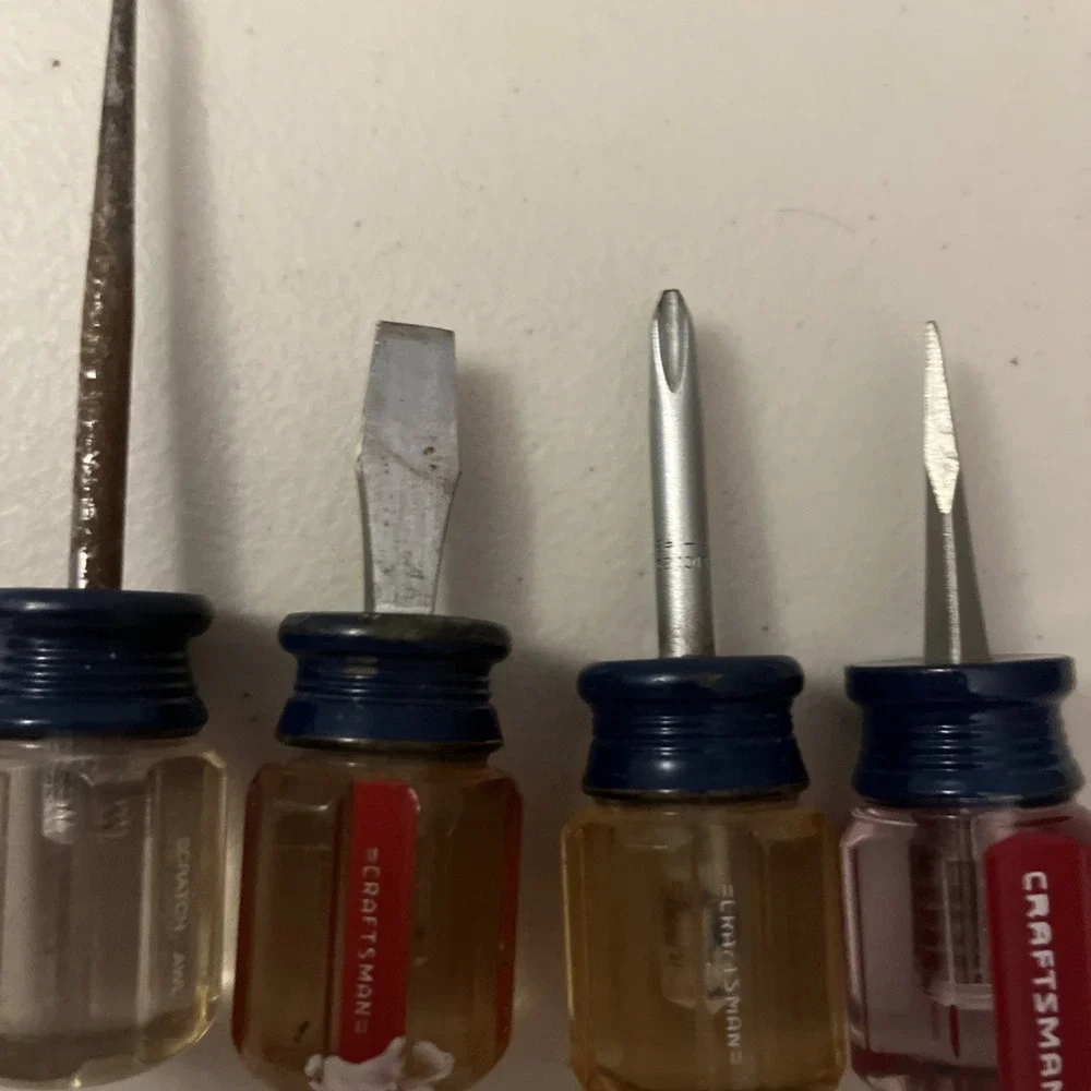 Vtg Set of 4 Craftsman Flathead Screwdriver Blue & Red Translucent Made USA